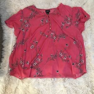 Pink floral short sleeve shirt